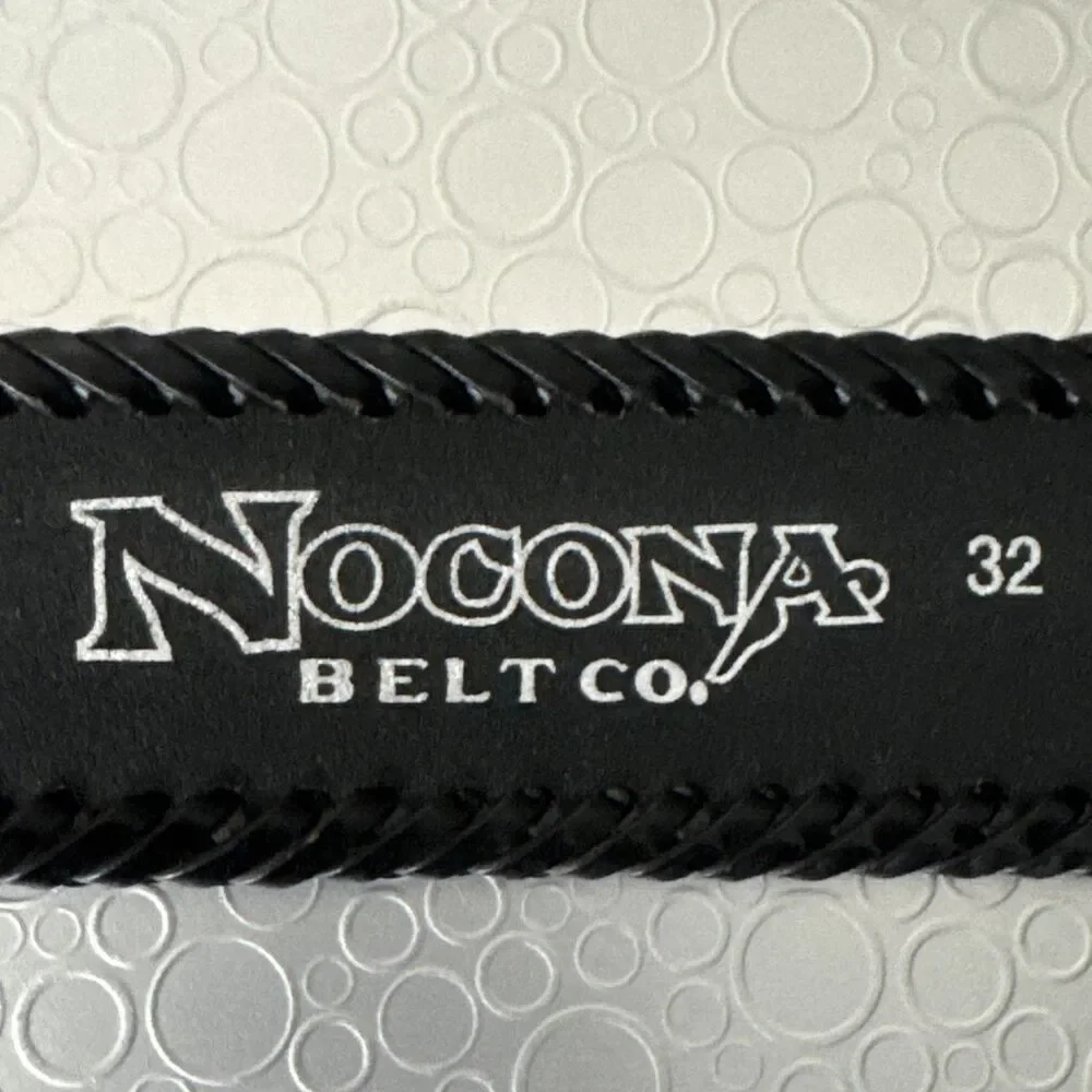 Nocona Black Leather Western Belt Strap No Buckle 32 Concho Laced Edge Cowboy